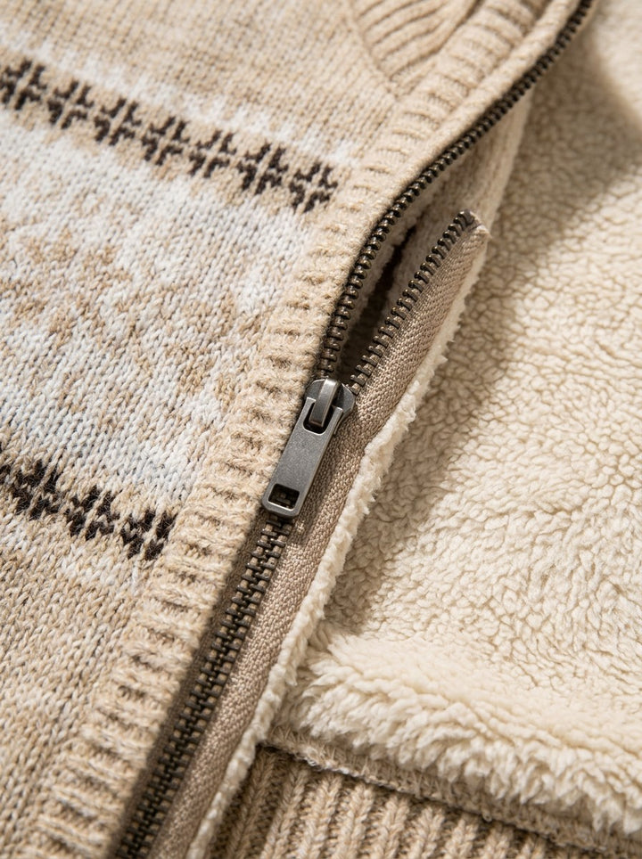 Radcliffe fair isle cardigan, fabric close up, Gentlemens Manor