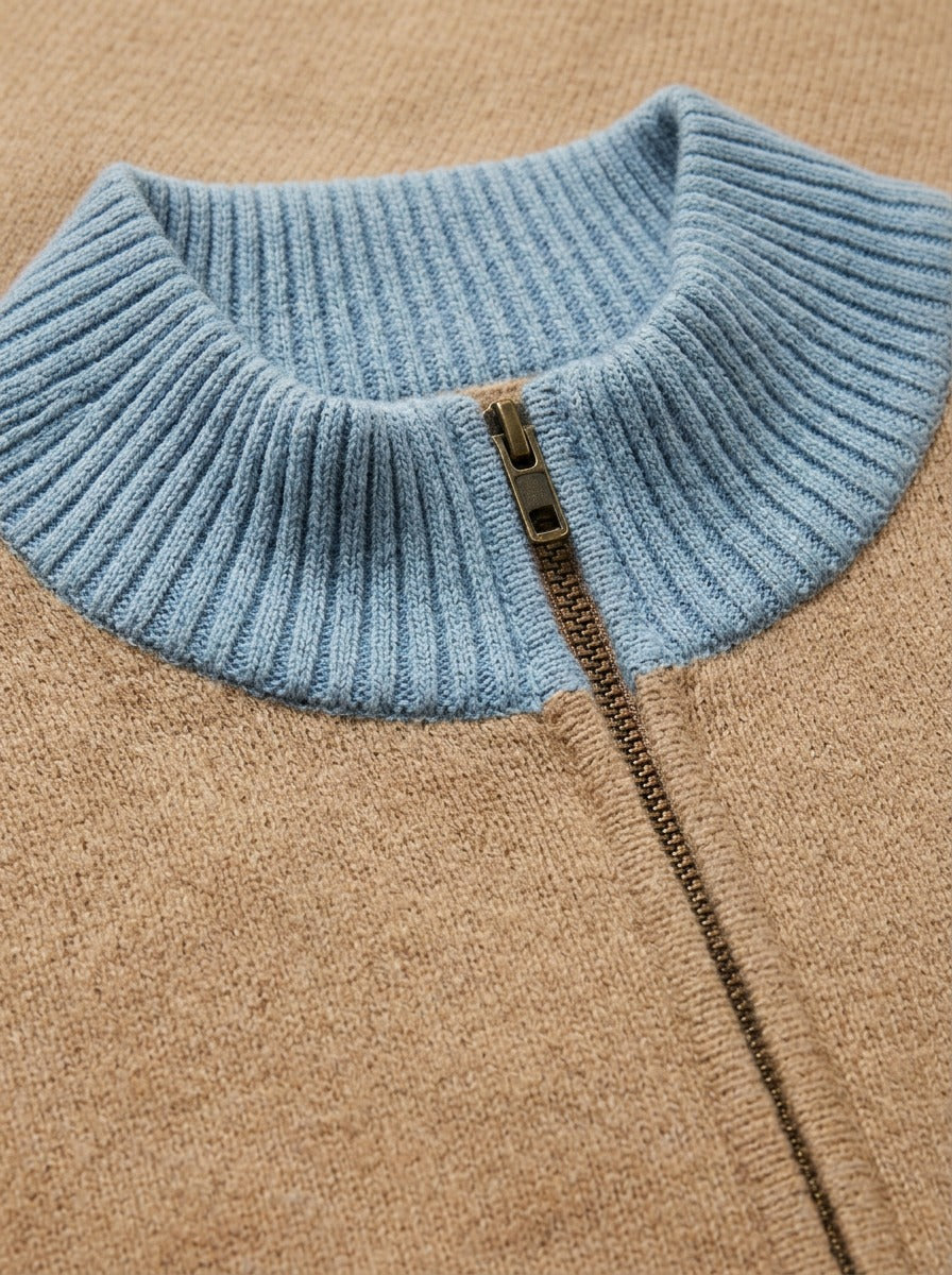 Radford zip cardigan, fabric close up, Gentlemens Manor
