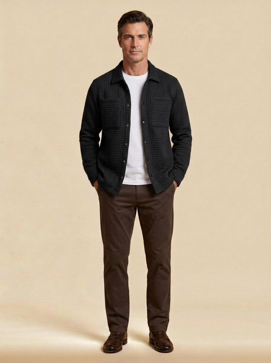 Radley shirt jacket in Black, studio, Gentlemens Manor