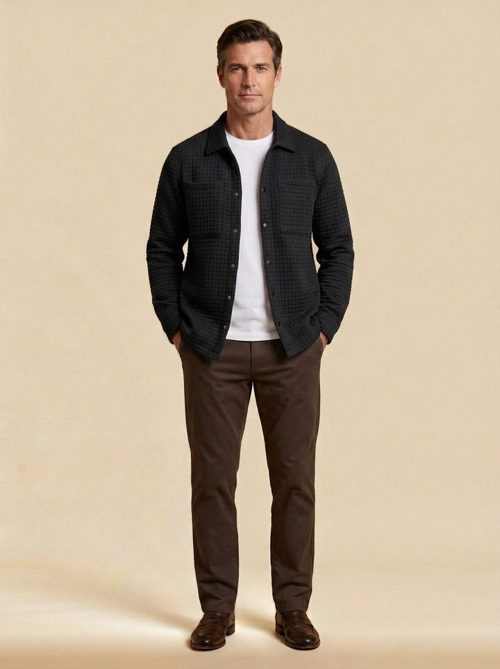 Radley shirt jacket in Black, studio, Gentlemens Manor