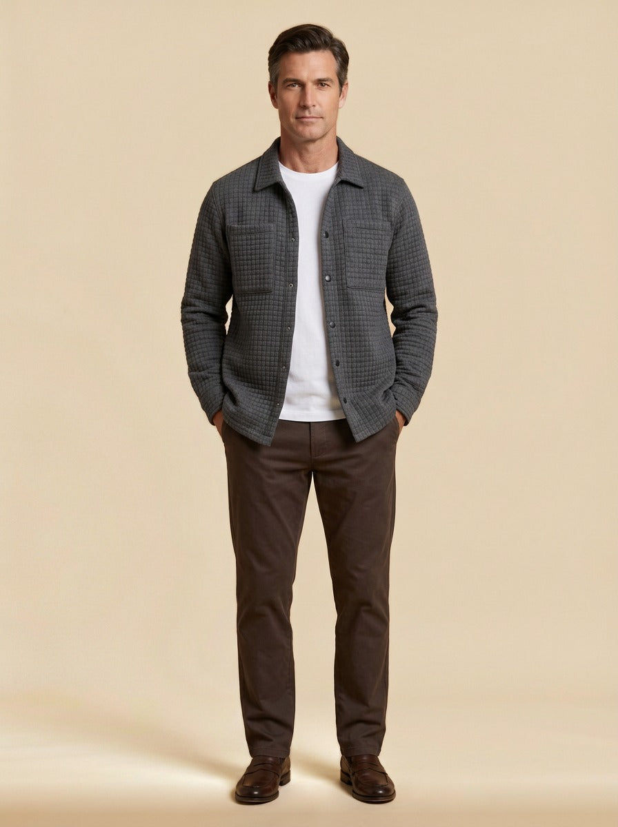 Radley shirt jacket in Charcoal, studio, Gentlemens Manor