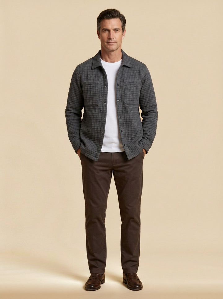 Radley shirt jacket in Charcoal, studio, Gentlemens Manor