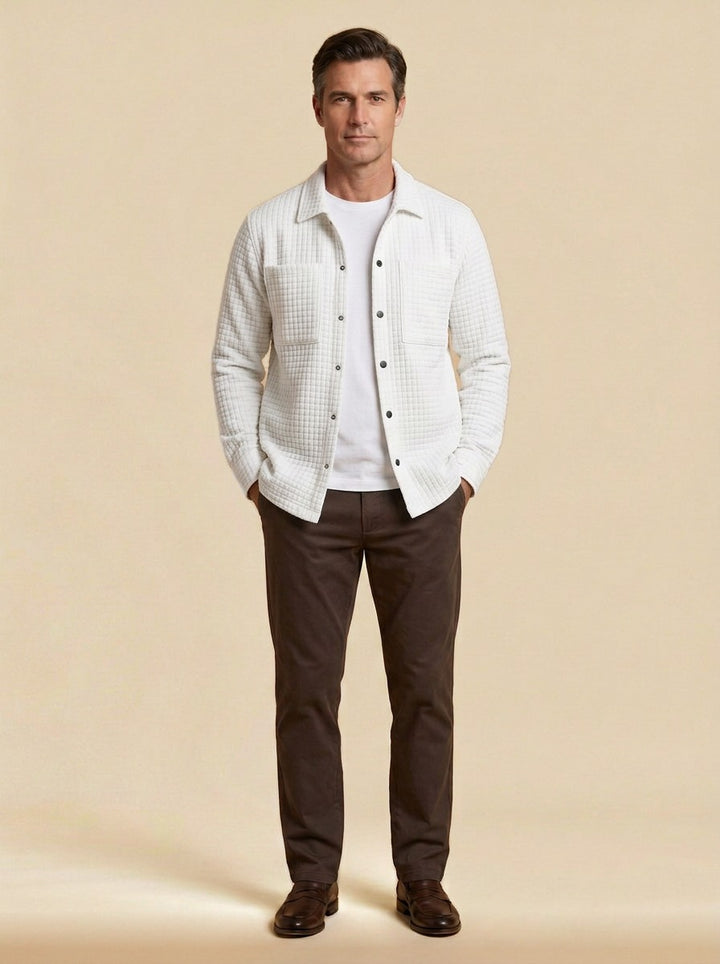 Radley shirt jacket in White, studio, Gentlemens Manor