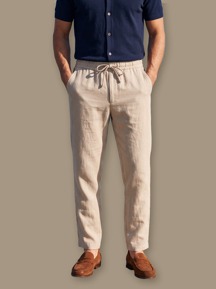 Raleigh trousers in Sand, studio - Gentlemens Manor