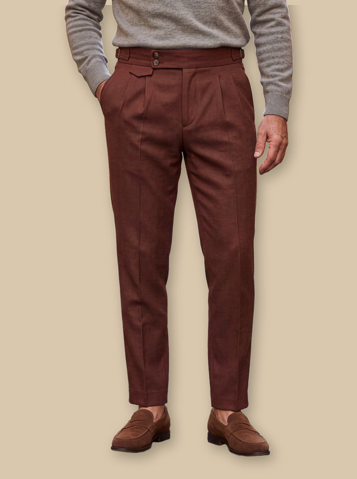 Ramsey trousers in Burgundy, studio - Gentlemens Manor
