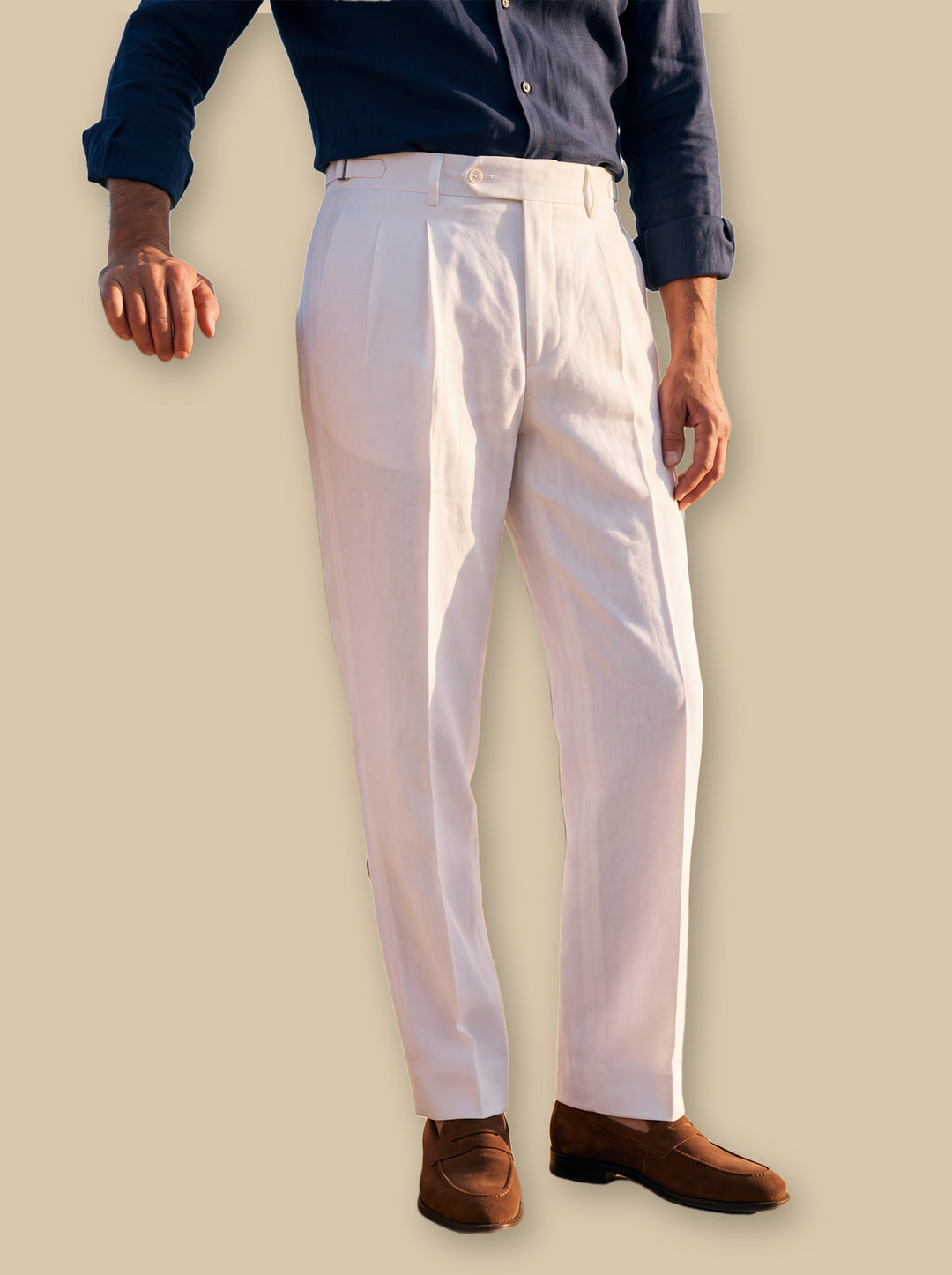 Raphael trousers in White, studio - Gentlemens Manor