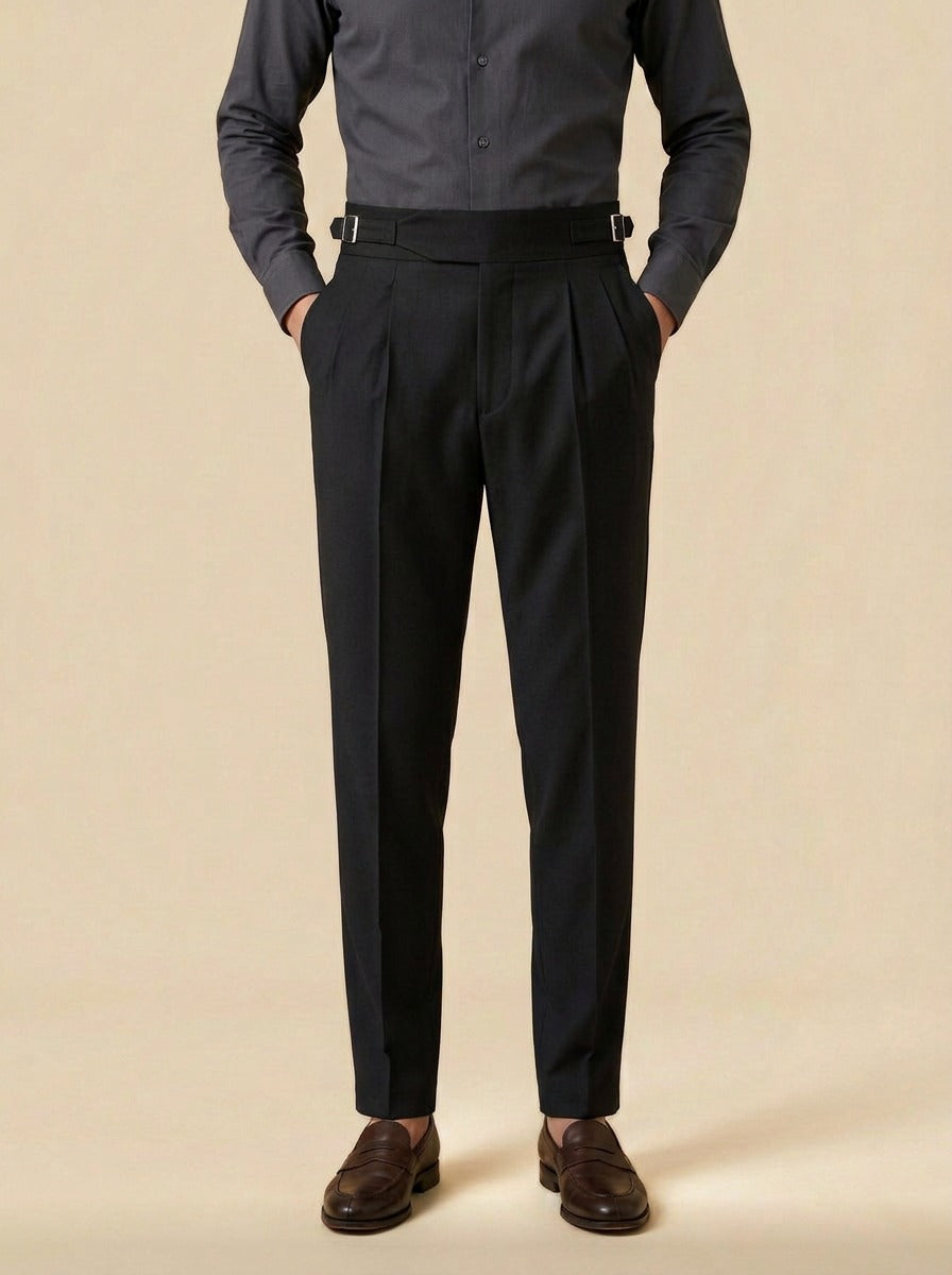 Ravenel gurkha trousers in Black, studio, Gentlemens Manor