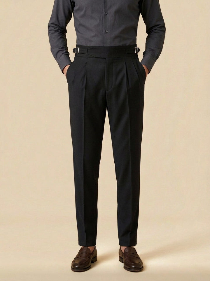 Ravenel gurkha trousers in Black, studio, Gentlemens Manor
