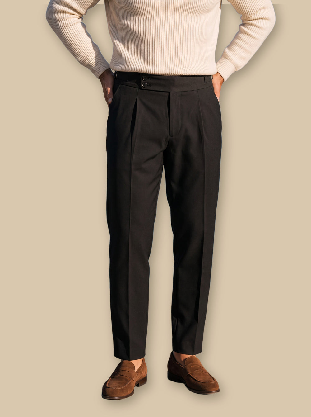 Raymond trousers in Black, studio - Gentlemens Manor