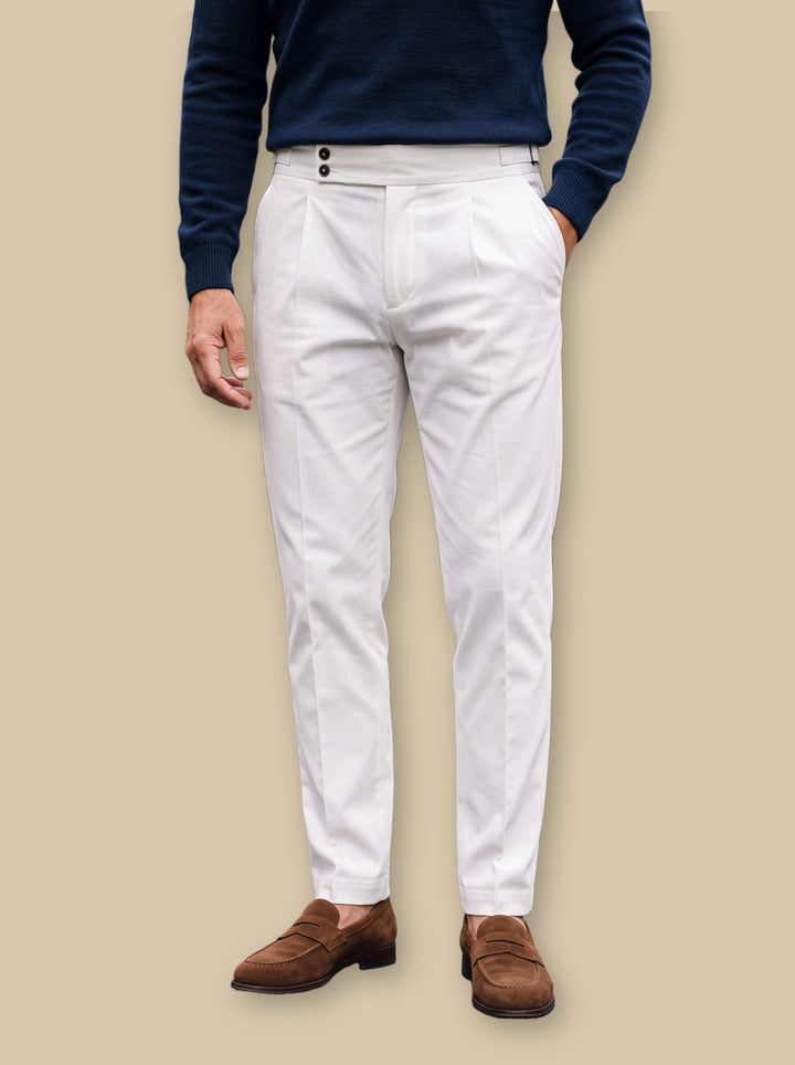 Raymond trousers in White, studio - Gentlemens Manor