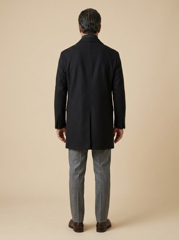 Redmond coat in Black, back view, Gentlemens Manor