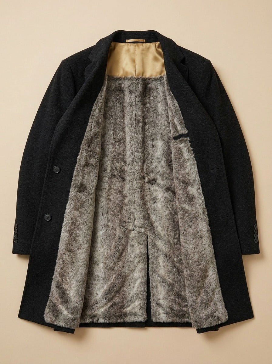 Redmond coat in Black, inside view, Gentlemens Manor