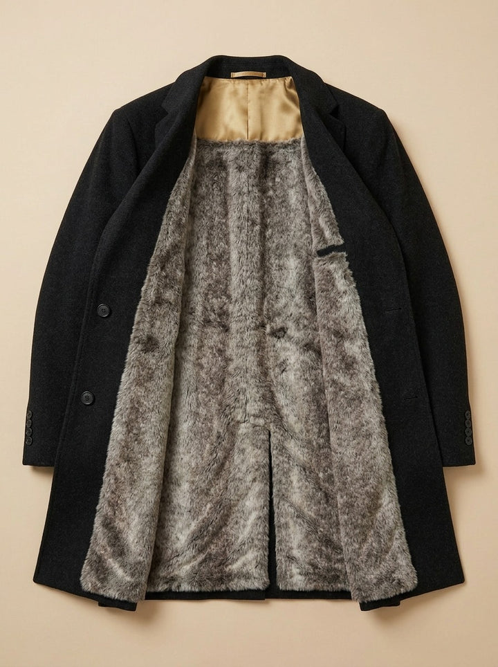 Redmond coat in Black, inside view, Gentlemens Manor