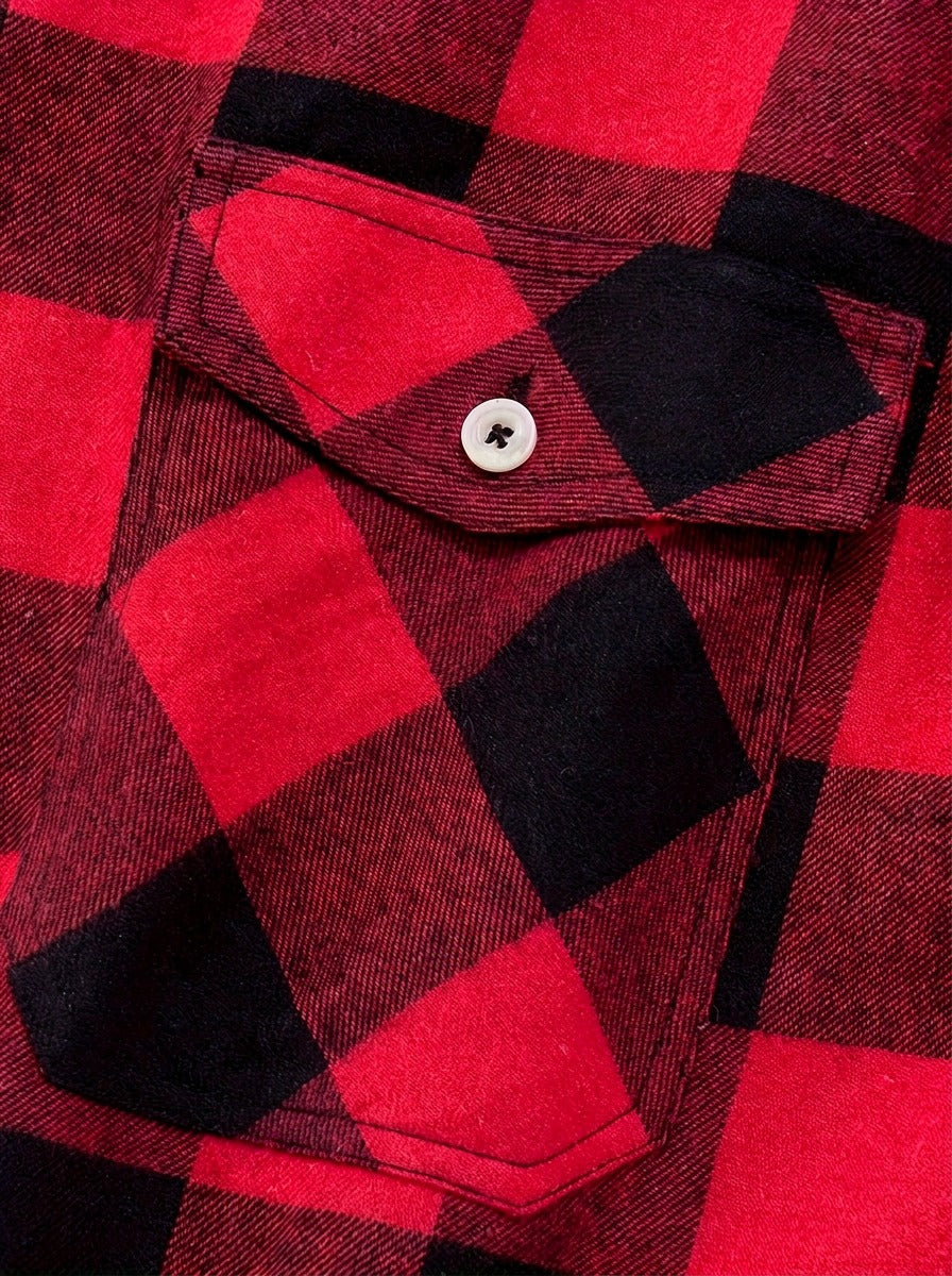Reeves buffalo plaid flannel shirt, fabric close up, Gentlemens Manor