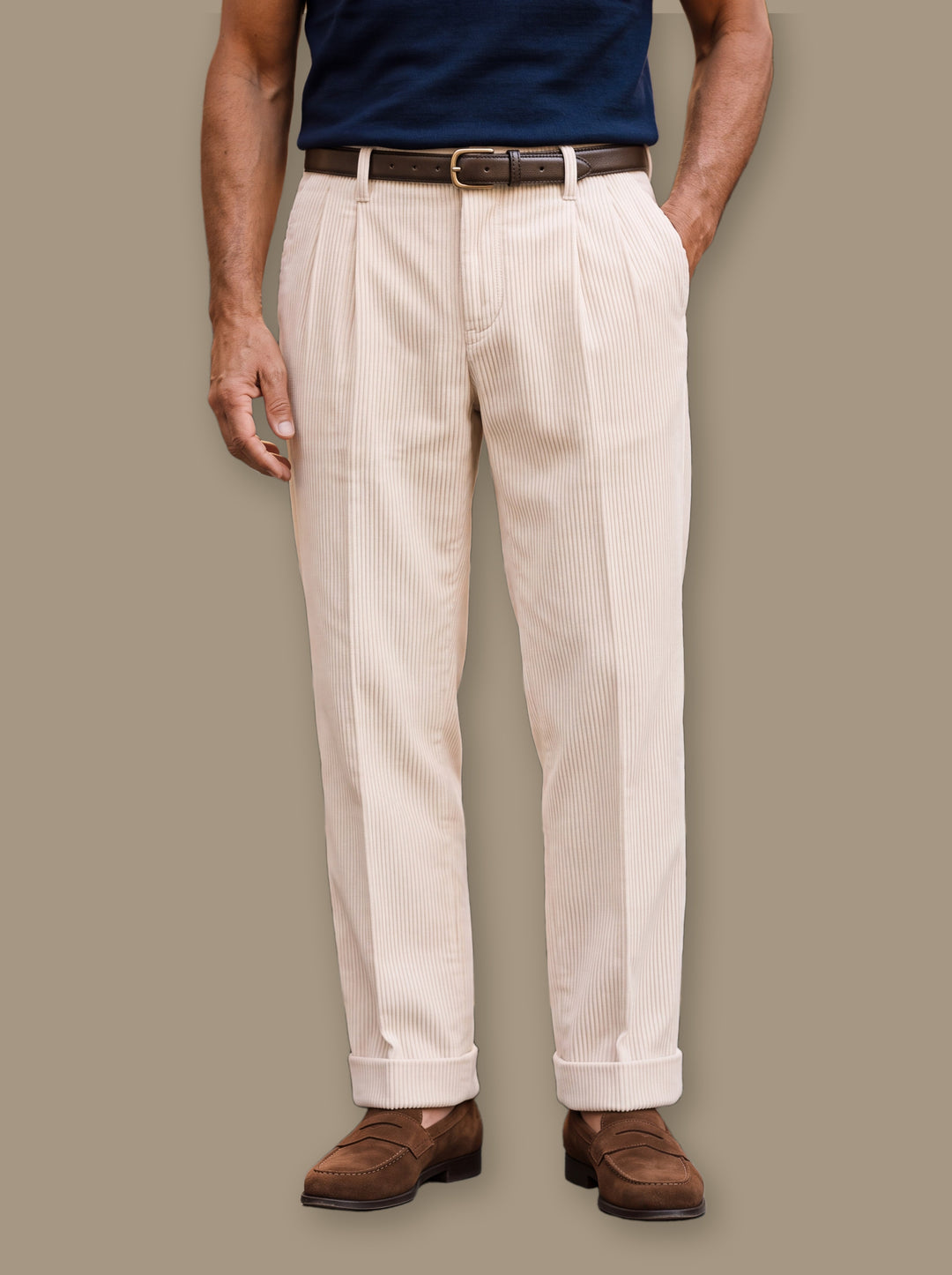 Reginald trousers in Beige, studio - Gentlemens Manor