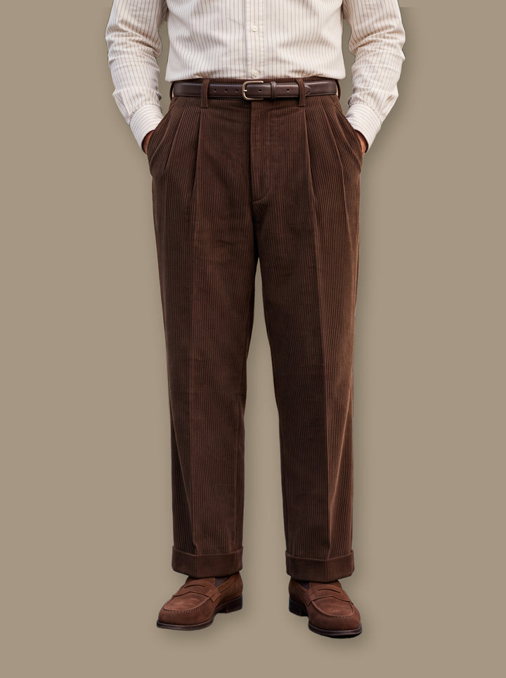 Reginald trousers in Dark Brown, studio - Gentlemens Manor