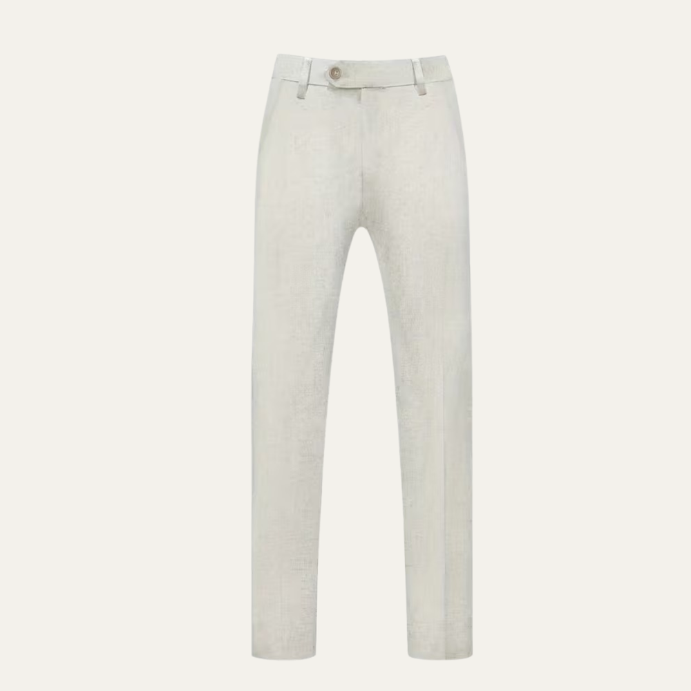 Remington trousers in Cream, product flat lay - Gentlemens Manor