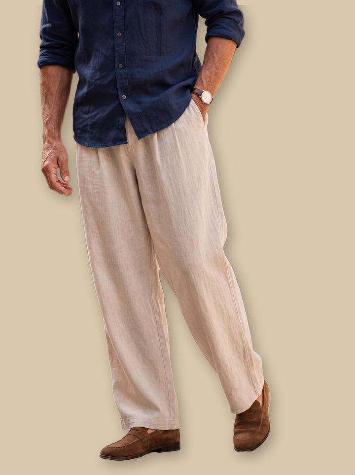 Riley trousers in Beige, studio - Gentlemens Manor