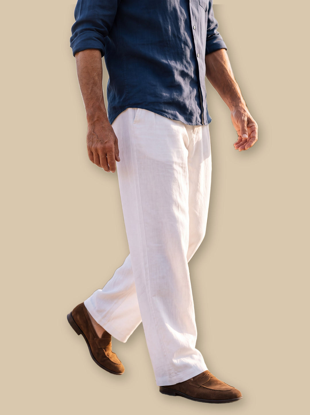 Riley trousers in White, studio - Gentlemens Manor