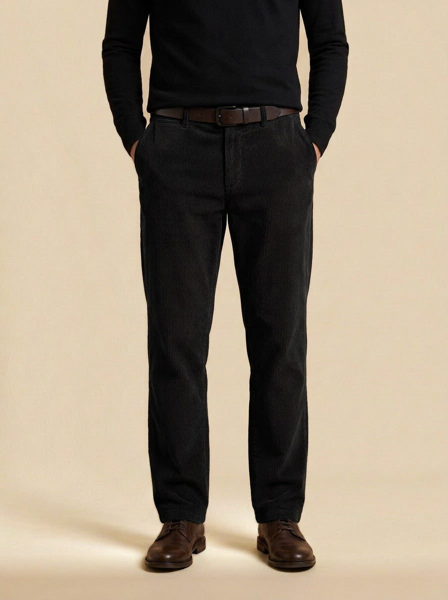 Ripley wide wale corduroy pants in Black, studio, Gentlemens Manor