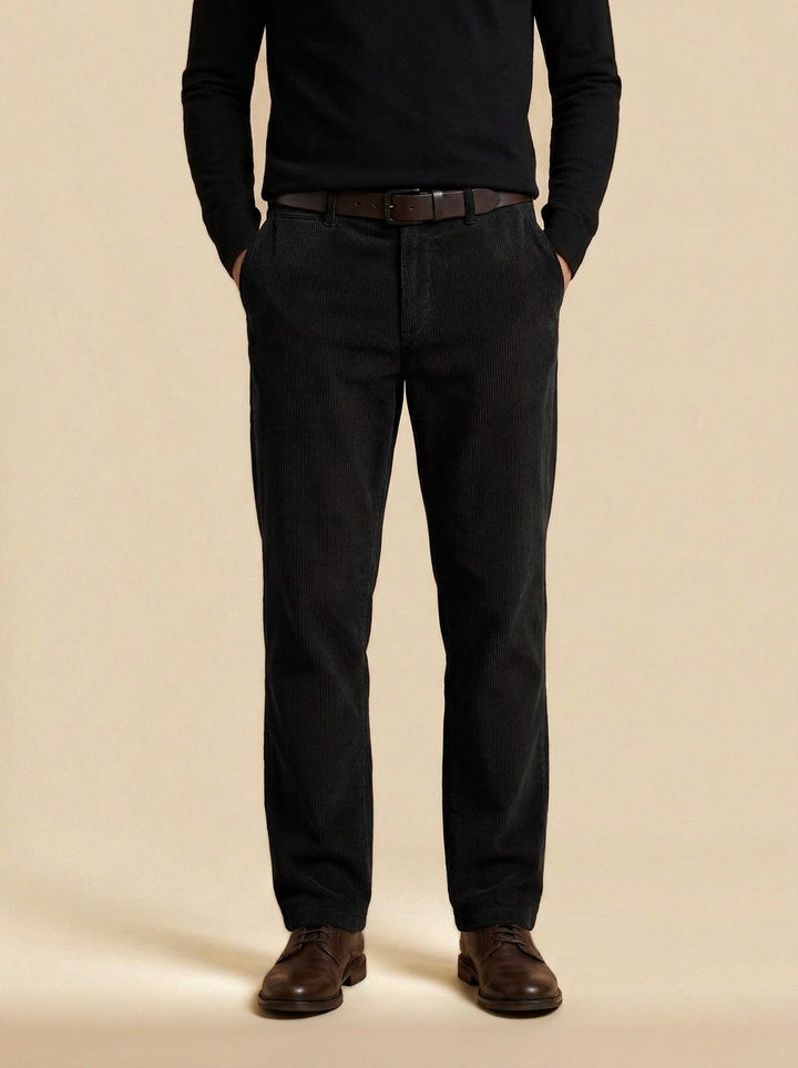 Ripley wide wale corduroy pants in Black, studio, Gentlemens Manor