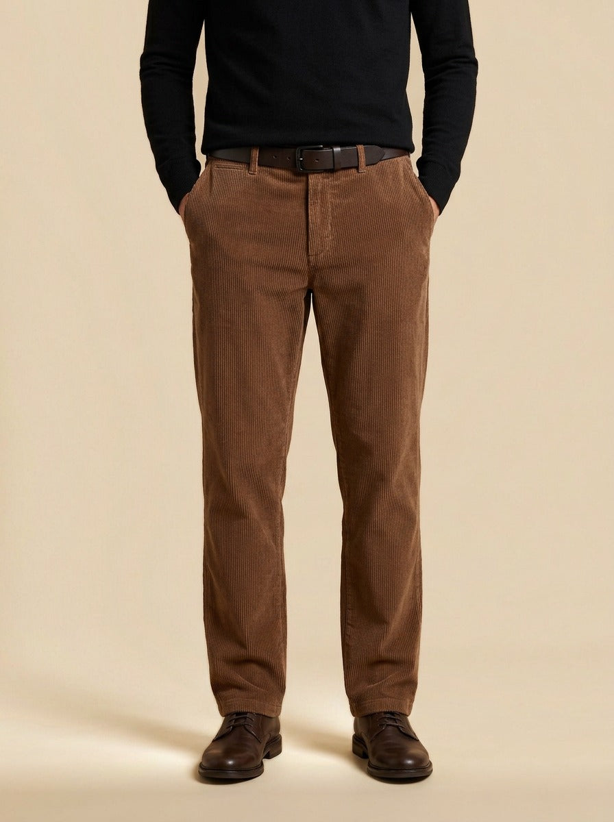 Ripley wide wale corduroy pants in Brown, studio, Gentlemens Manor