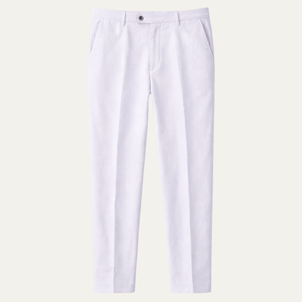 Robert trousers in White, product flat lay - Gentlemens Manor