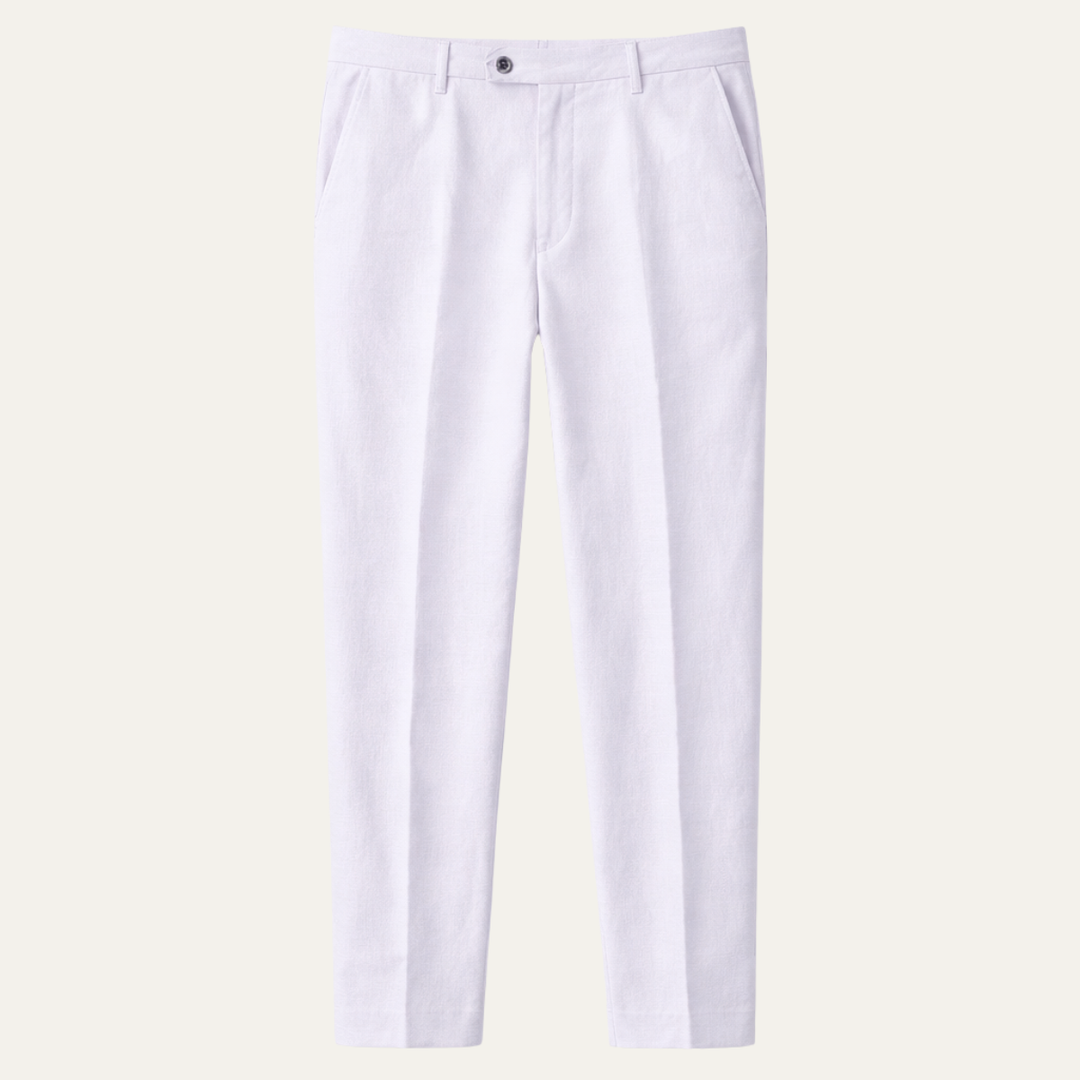 Robert trousers in White, product flat lay - Gentlemens Manor
