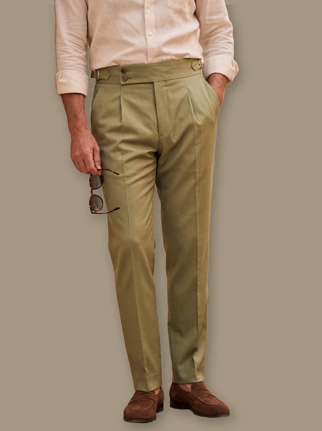 Rodney trousers in Olive, studio - Gentlemens Manor