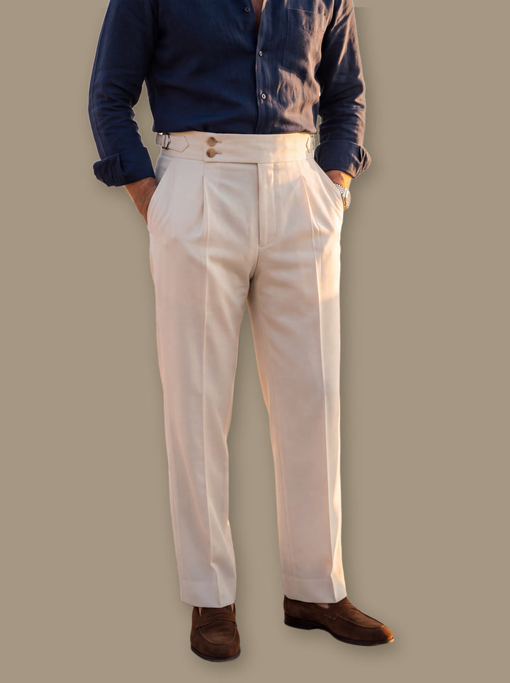 Rodney trousers in White, studio - Gentlemens Manor