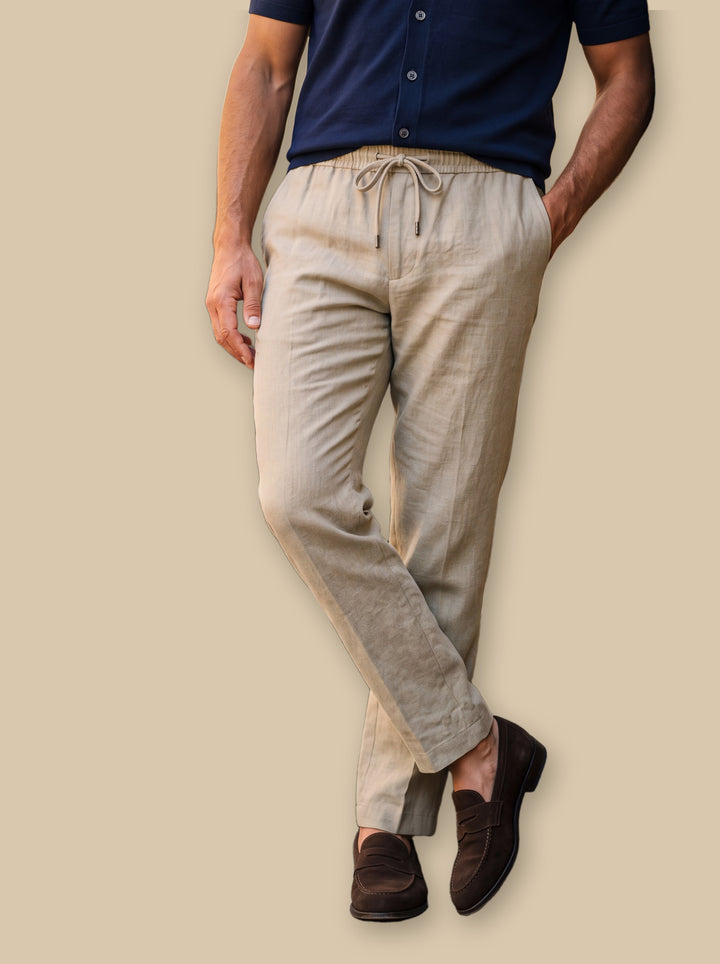 Roger trousers in Sand, studio - Gentlemens Manor