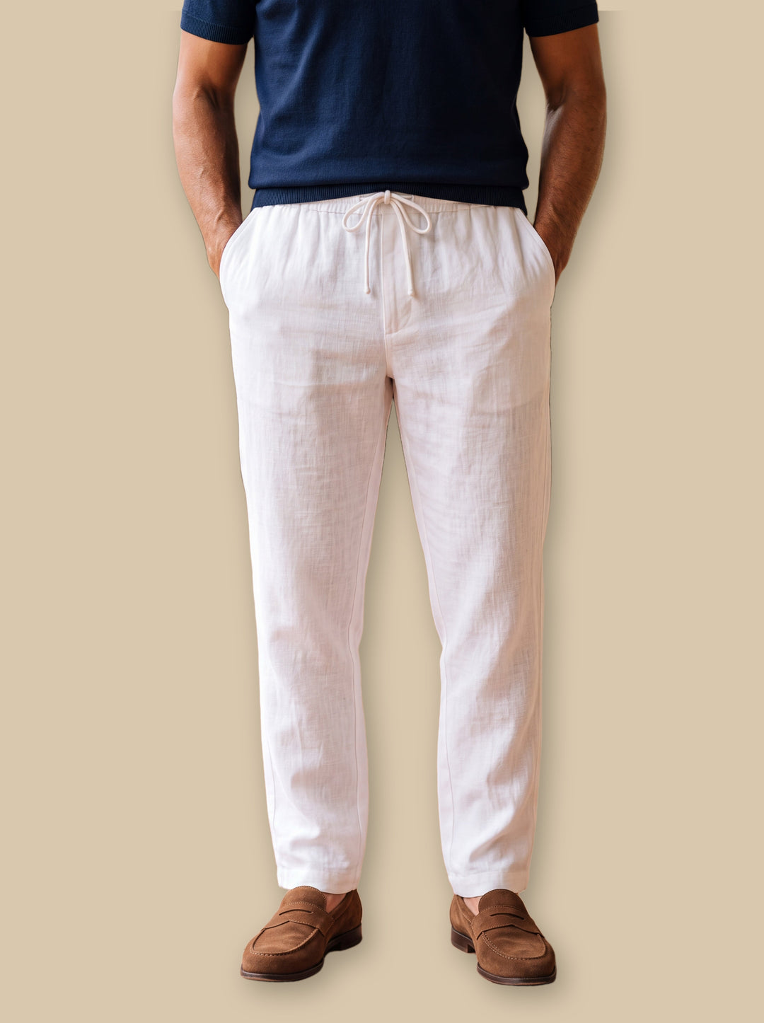 Roger trousers in White, studio - Gentlemens Manor