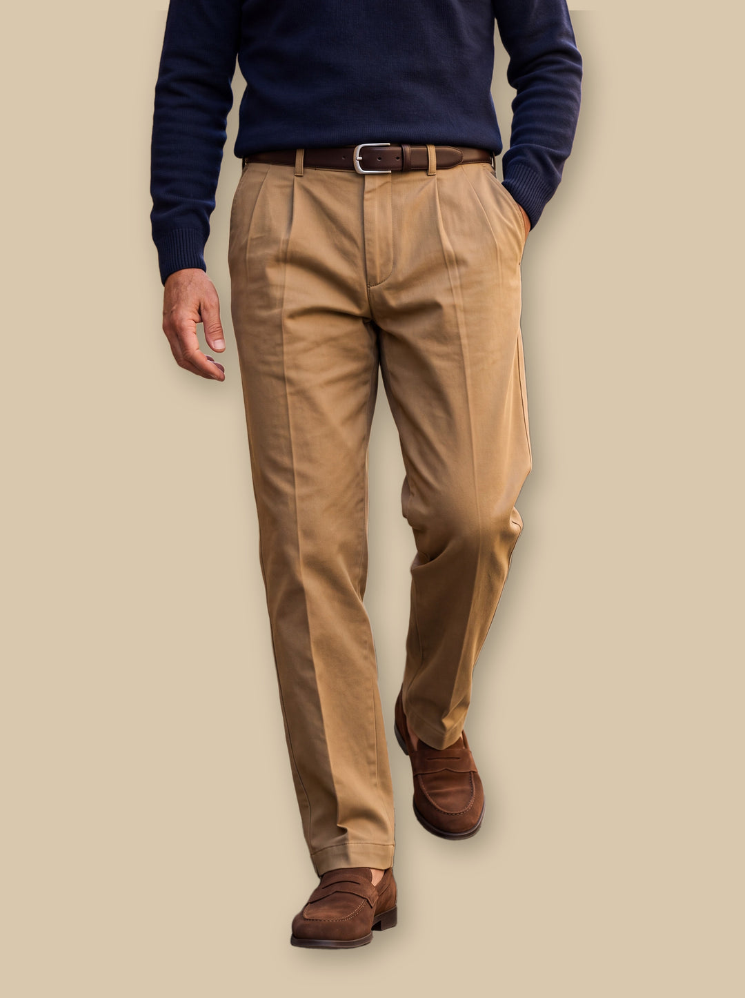 Roland trousers in Sand, studio - Gentlemens Manor