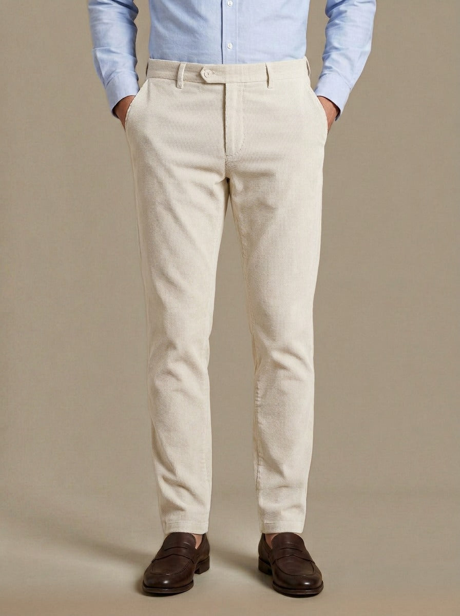 Rollins corduroy pants in Cream, studio, Gentlemens Manor