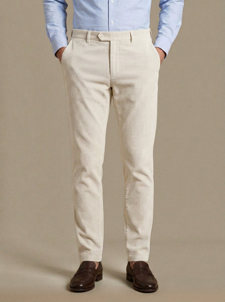 Rollins corduroy pants in Cream, studio, Gentlemens Manor