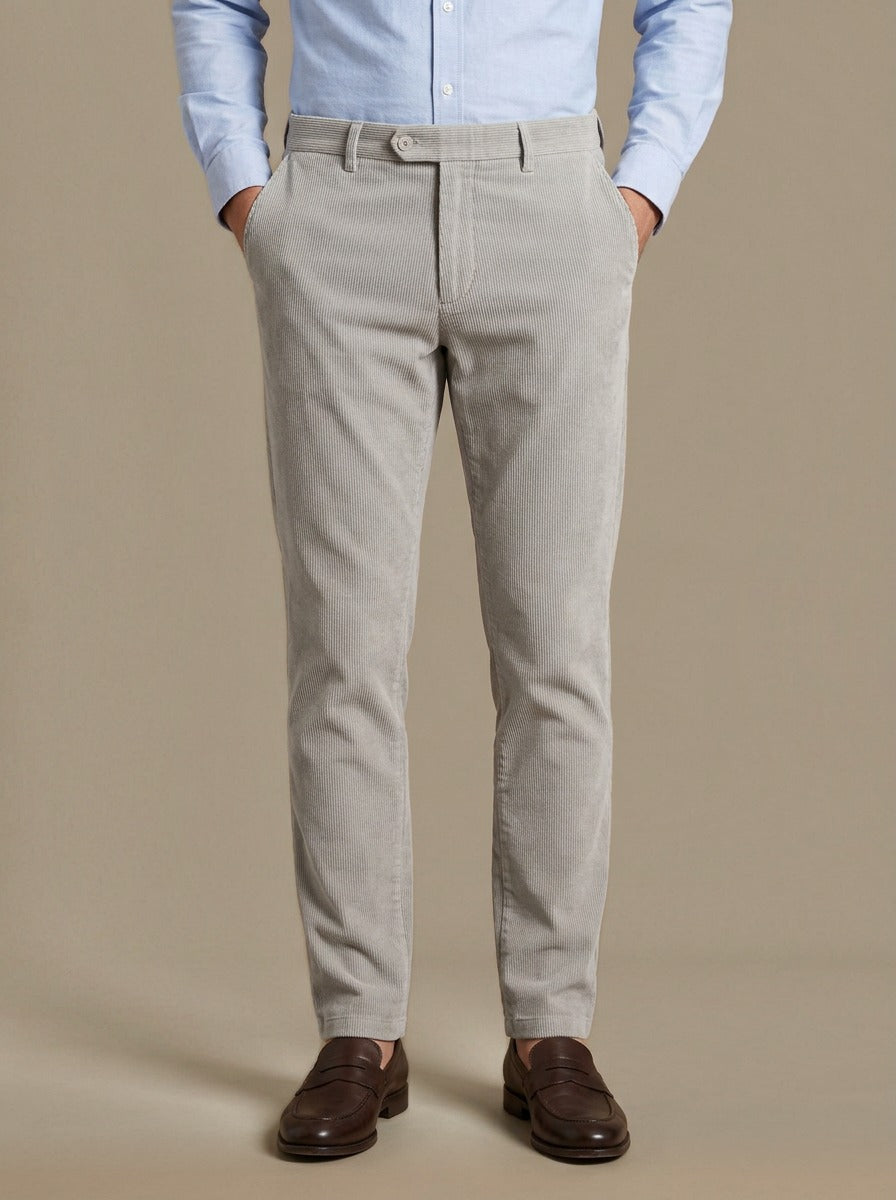 Rollins corduroy pants in Light Grey, studio, Gentlemens Manor