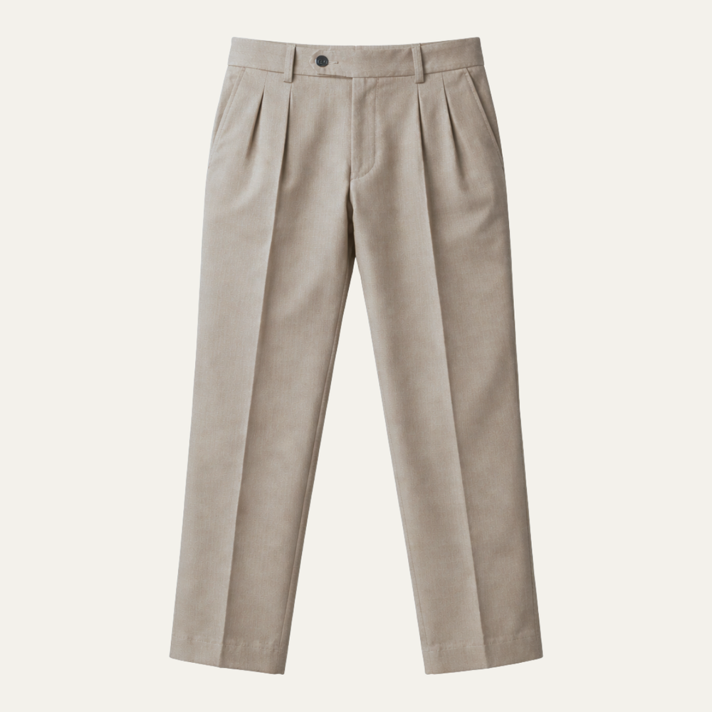 Roman trousers in Beige, product flat lay - Gentlemens Manor