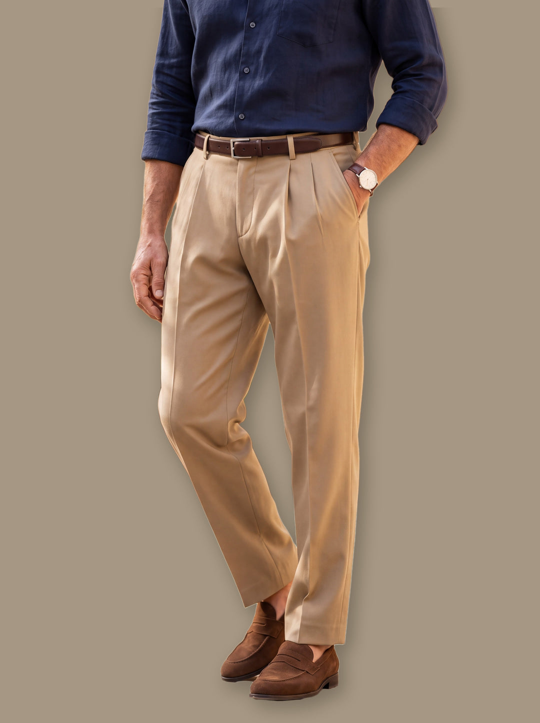 Roman trousers in Sand, studio - Gentlemens Manor