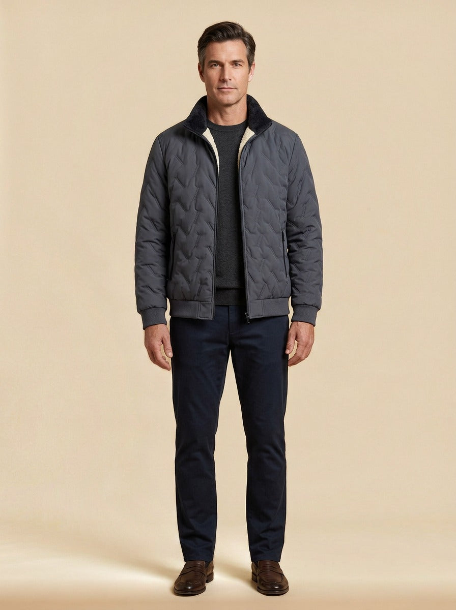 Roscoe quilted plush lined jacket in Grey, studio, Gentlemens Manor
