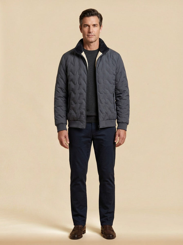 Roscoe quilted plush lined jacket in Grey, studio, Gentlemens Manor