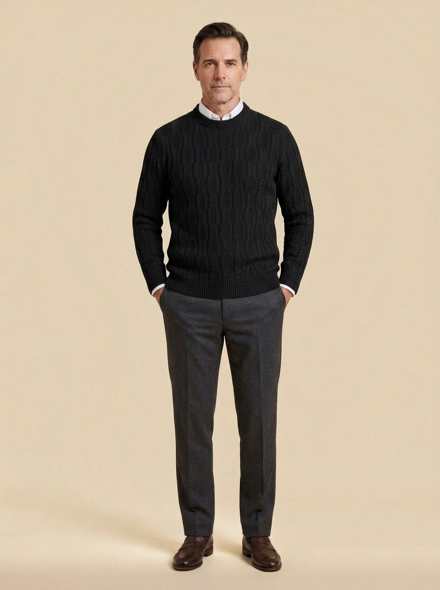 Rowland sweater in Black, studio, Gentlemens Manor