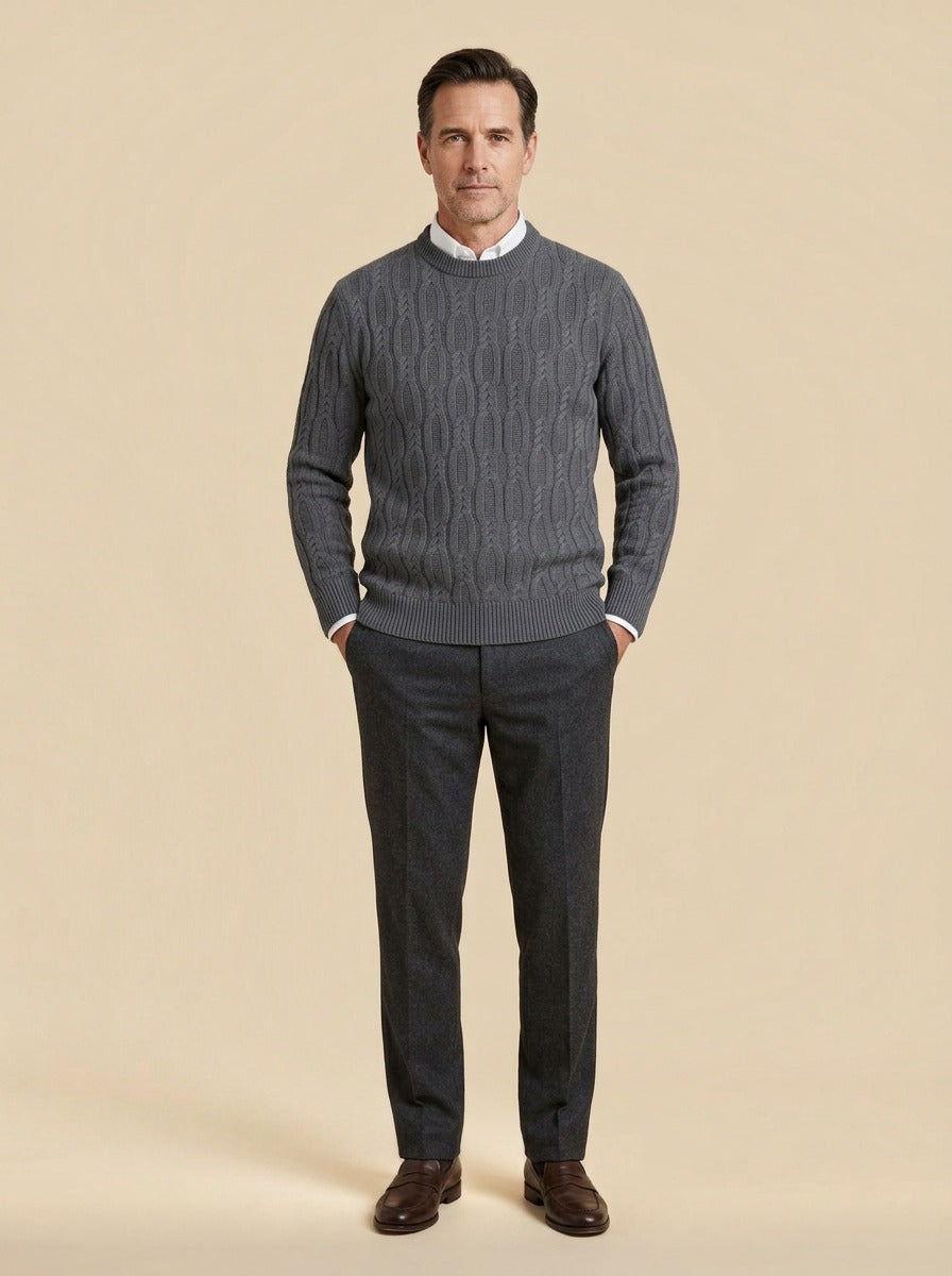 Rowland sweater in Charcoal, studio, Gentlemens Manor