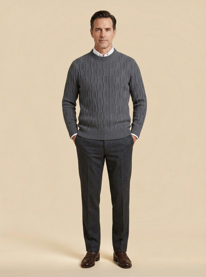 Rowland sweater in Charcoal, studio, Gentlemens Manor