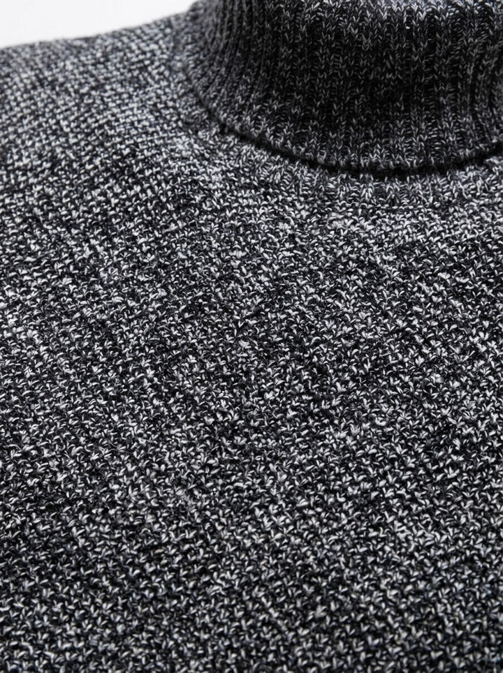 Rowley marled knit turtleneck sweater, fabric close up, Gentlemens Manor