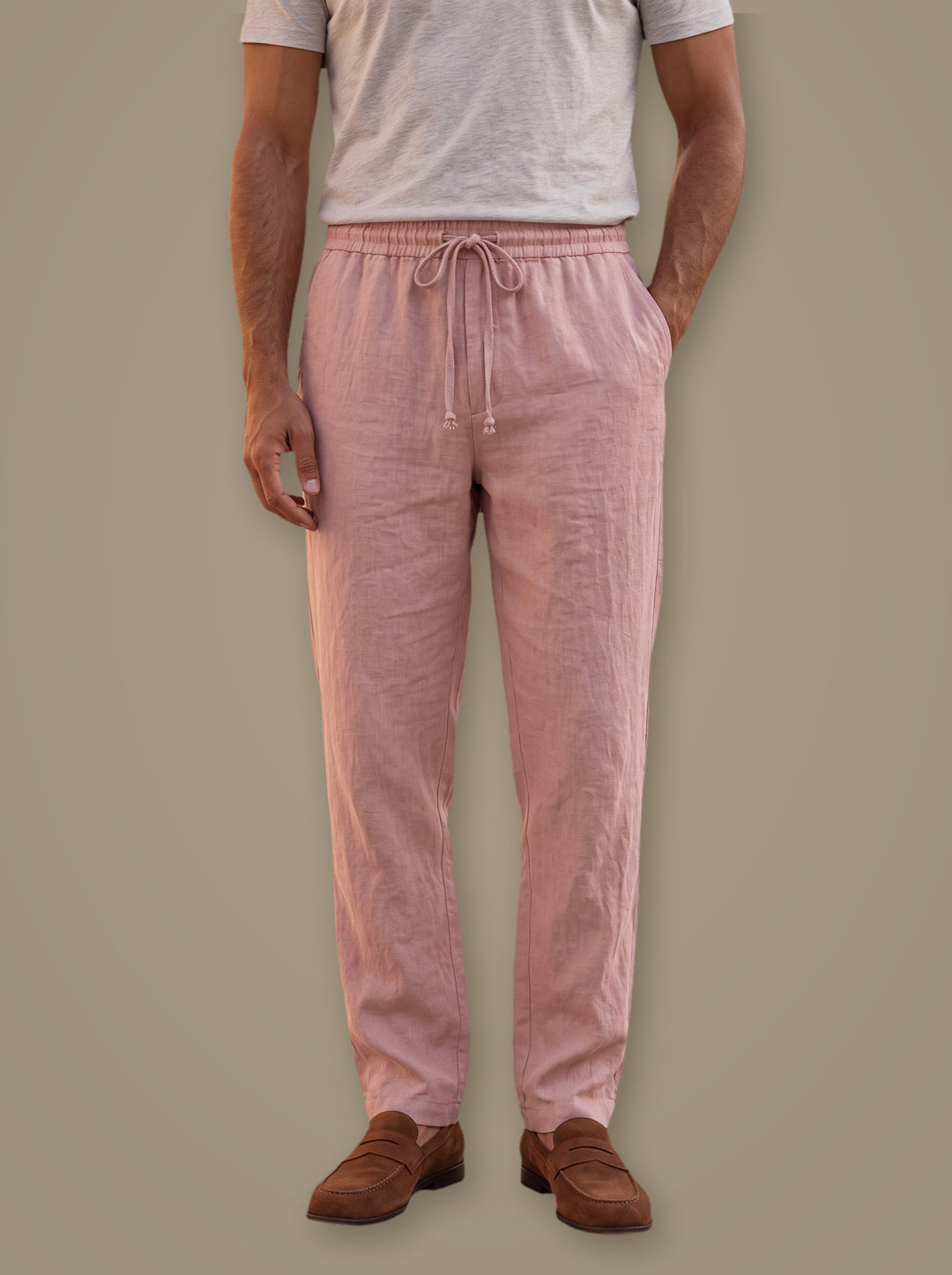 Russell linen trousers in Pink, studio, Gentlemens Manor