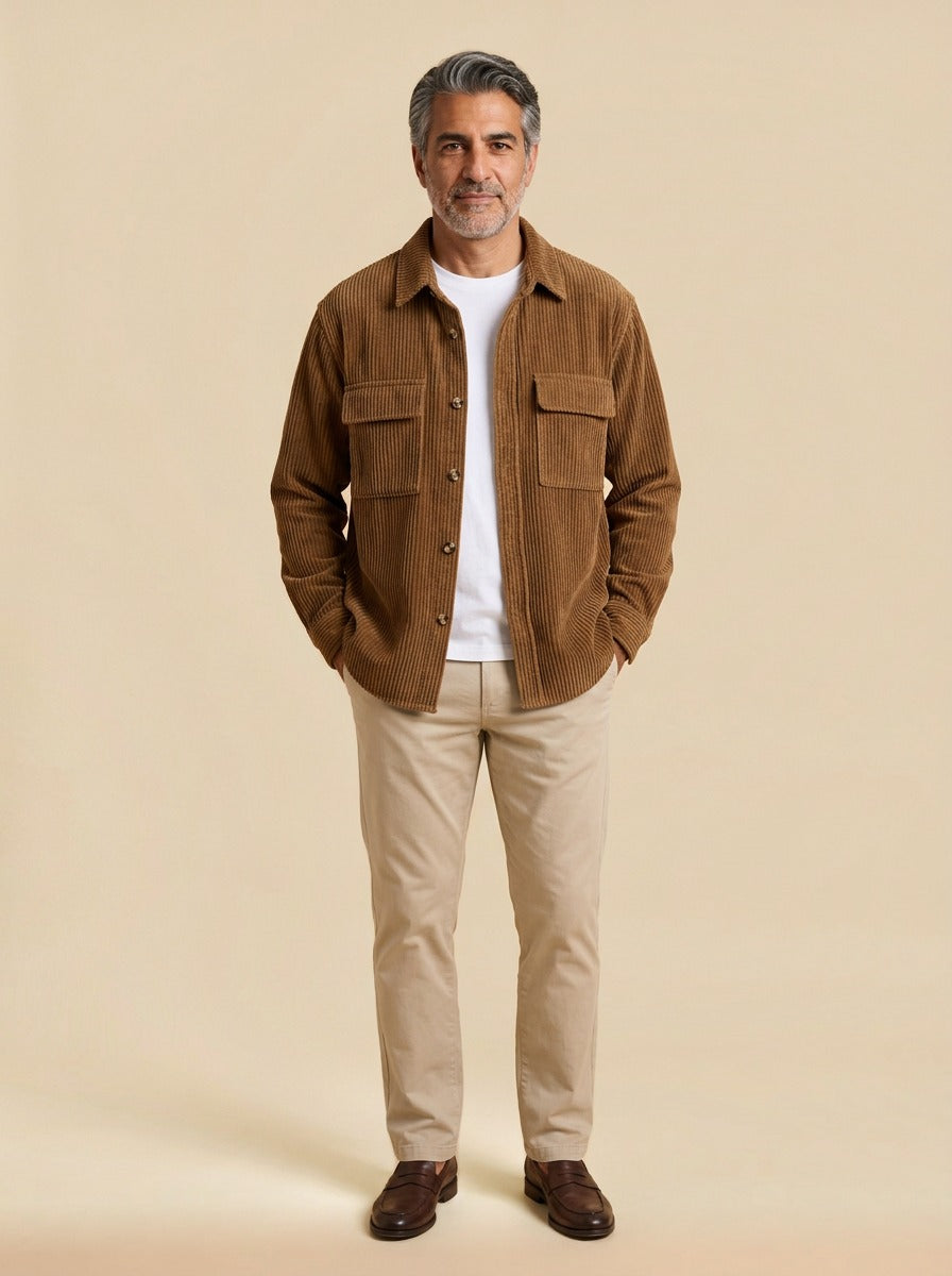 Rutland overshirt in Brown, studio, Gentlemens Manor