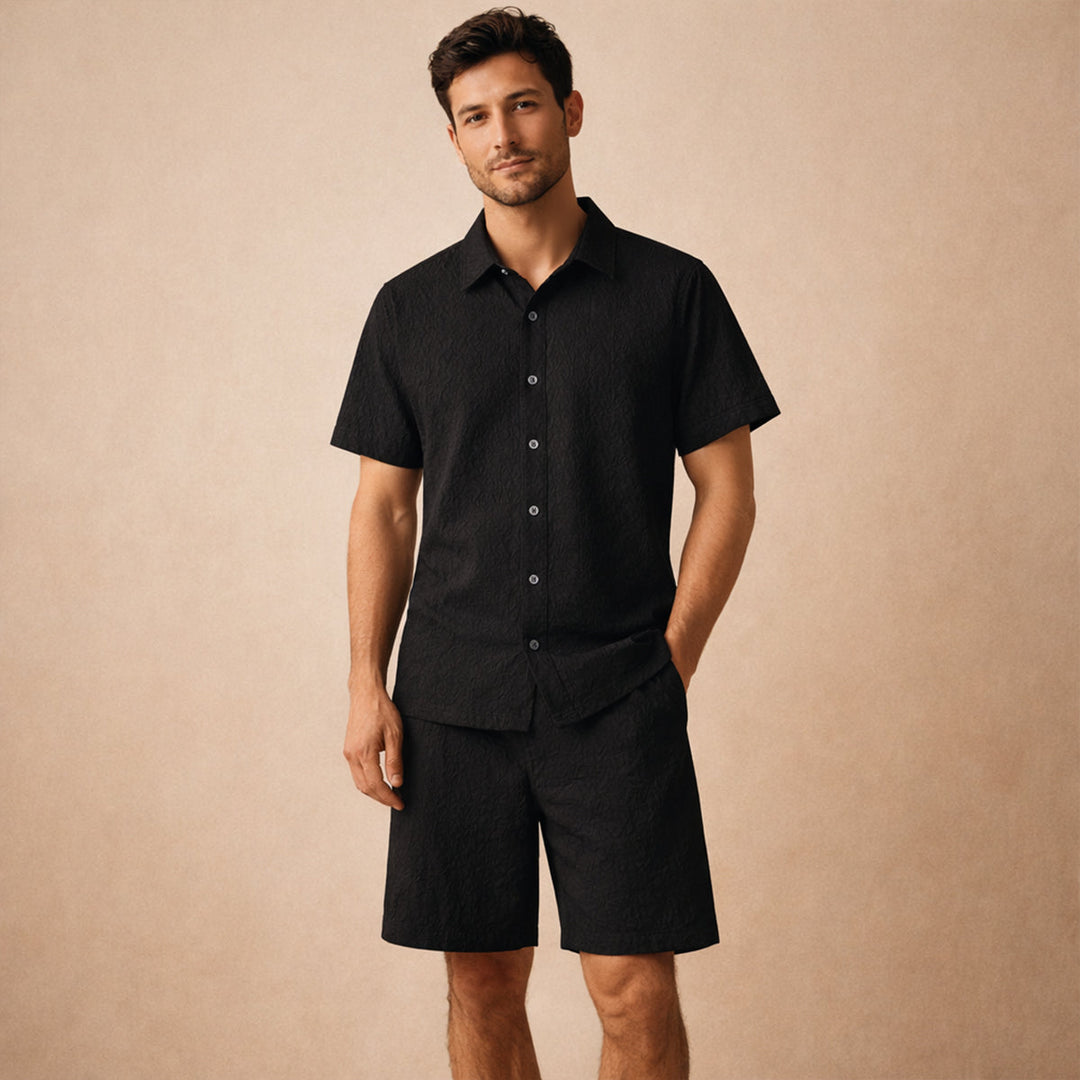 The Brookridge Hill Men’s Textured Lightweight Summer Set – Shirt &amp; Shorts Set