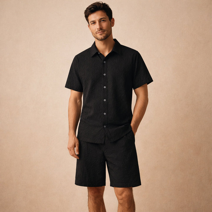 The Brookridge Hill Men’s Textured Lightweight Summer Set – Shirt &amp; Shorts Set