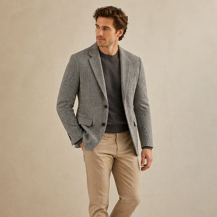 The Jefferson Men’s Classic Wool Herringbone Tweed Blazer
