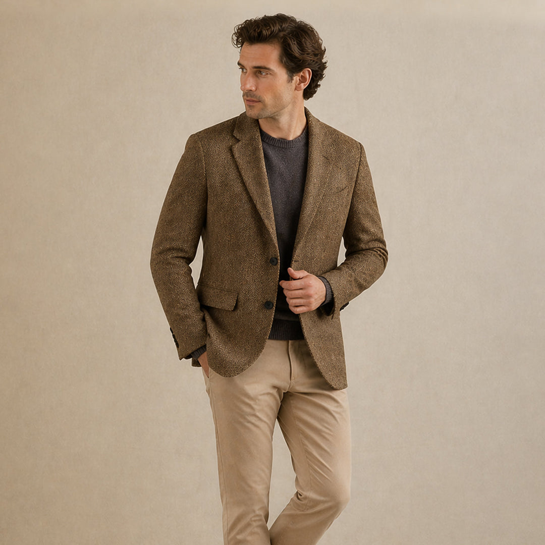 The Jefferson Men’s Classic Wool Herringbone Tweed Blazer